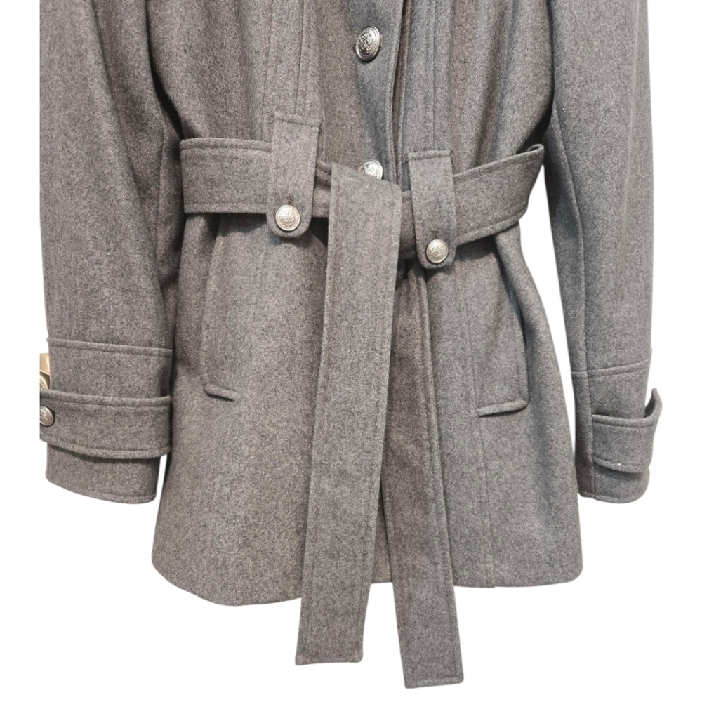 Laundry By Shelli Segal Gray Belted Wool Blend Jacket Coat Size Large - Picture 5 of 15